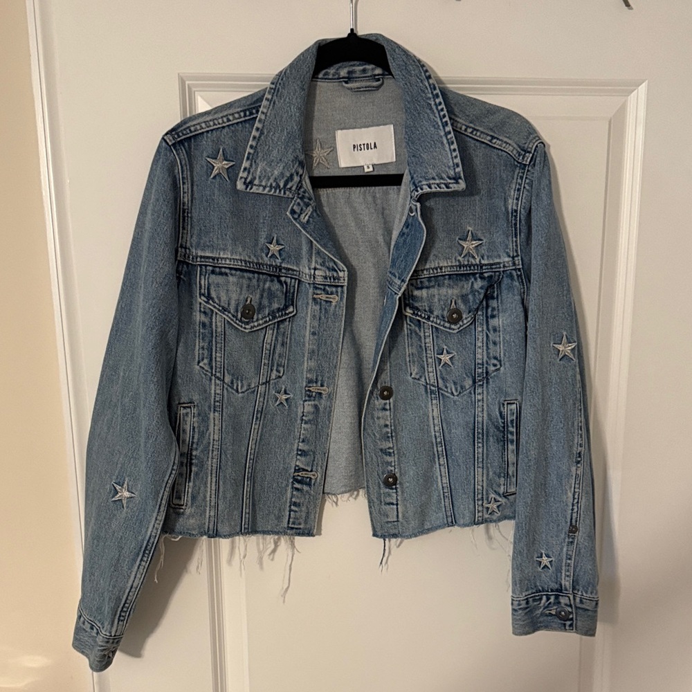 Pistola Light Blue Star-Embellished Denim Jacket